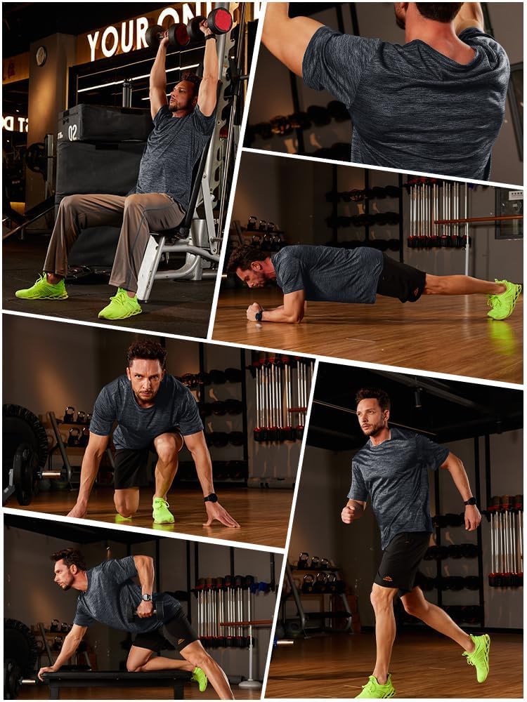 Thumbnail 4 de KEFITEVD Maglietta sportiva ad asciugatura rapida da uomo – maniche corte, leggera e traspirante