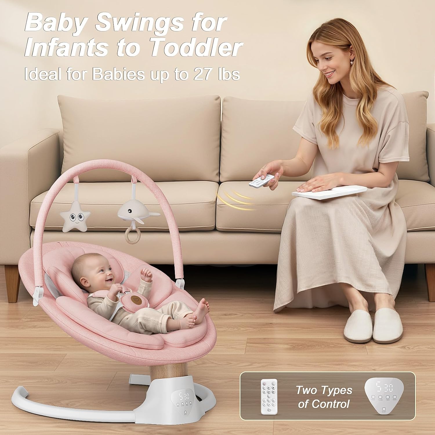 Thumbnail 4 de FasonBaby Electric Baby Swing for Infants, 5 Speeds, Bluetooth and Remote