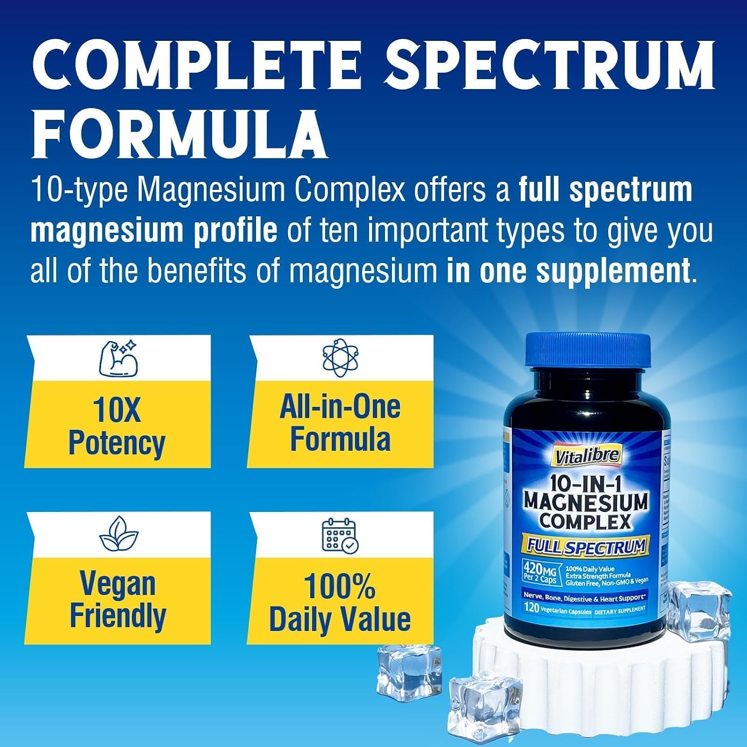 Detalle de Vitalibre for Women 7 10-in-1 Magnesium Complex, 420 mg, 120 Capsules