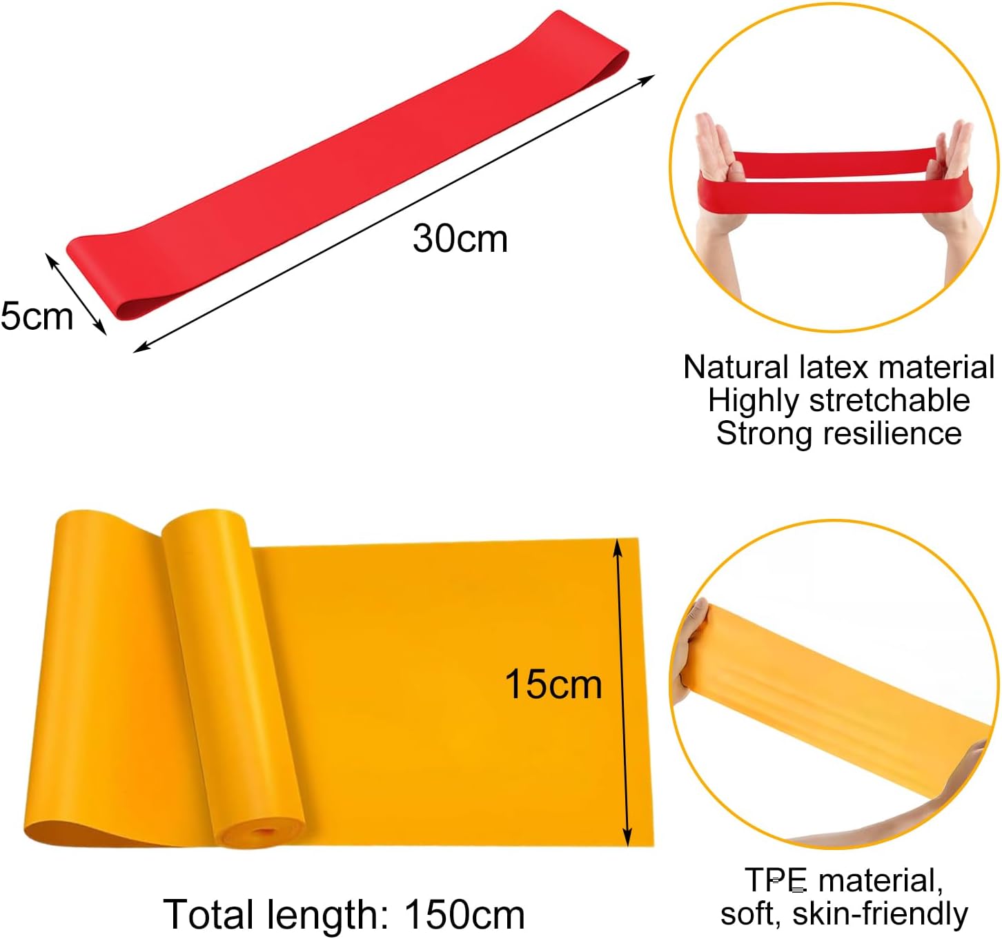 Detalle de Elastici Palestra: Set di due Bande Elastiche da 15 lbs per Allenamento Full-Body