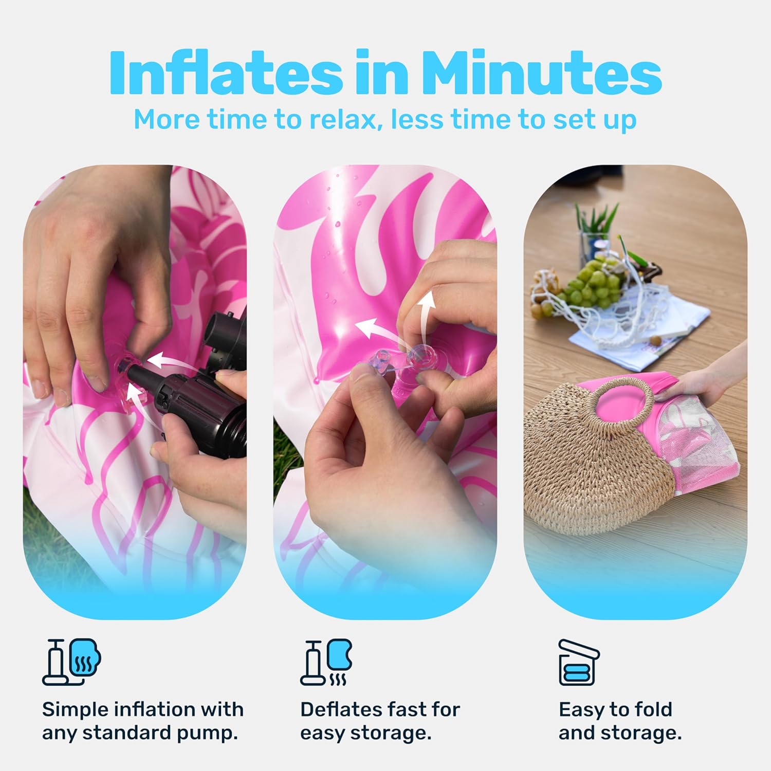 Thumbnail 6 de SLOOSH Inflatable Pool Float Lounger for Adults with Cup Holders, Foot Rest & Mesh Seat