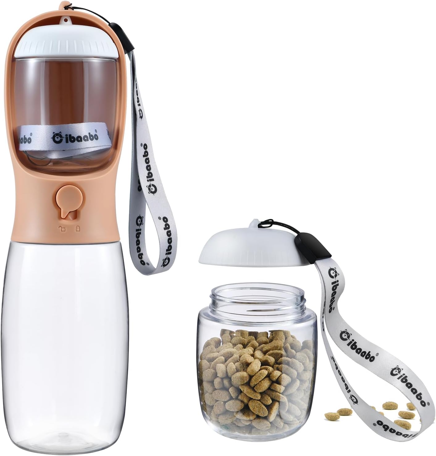 Detalle de Cibaabo Dog Water Bottle with Food Container: All-in-One Travel Hydration for Small and Large Dogs