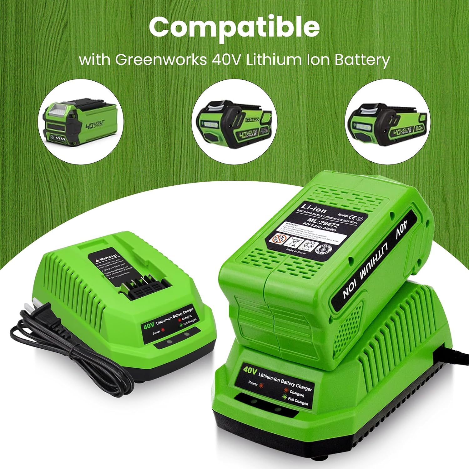 Detalle de Greenworks-Compatible Replacement Battery 8.0Ah