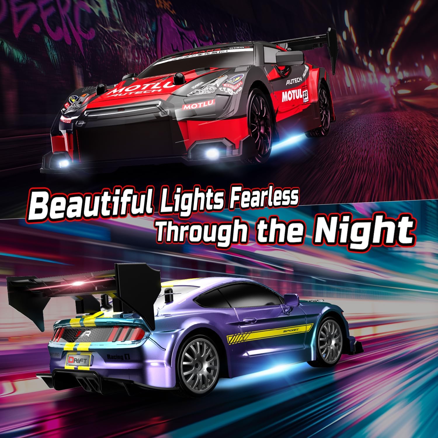 Thumbnail 2 de DEERC RC Drift Car: 4WD with Interchangeable Shells, Lights & Accessories