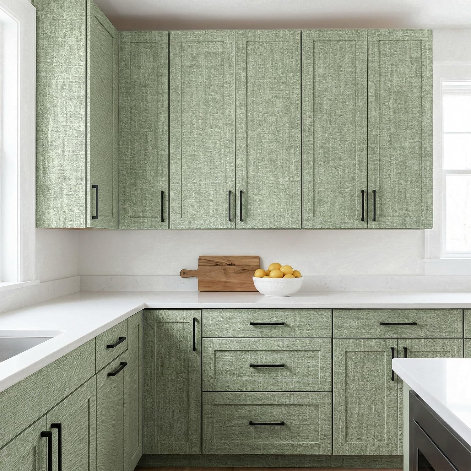 Detalle 1 de WADILE WDL-QZ-02-CL-60-12M Grasscloth Peel-and-Stick Wallpaper, Light Green Vinyl