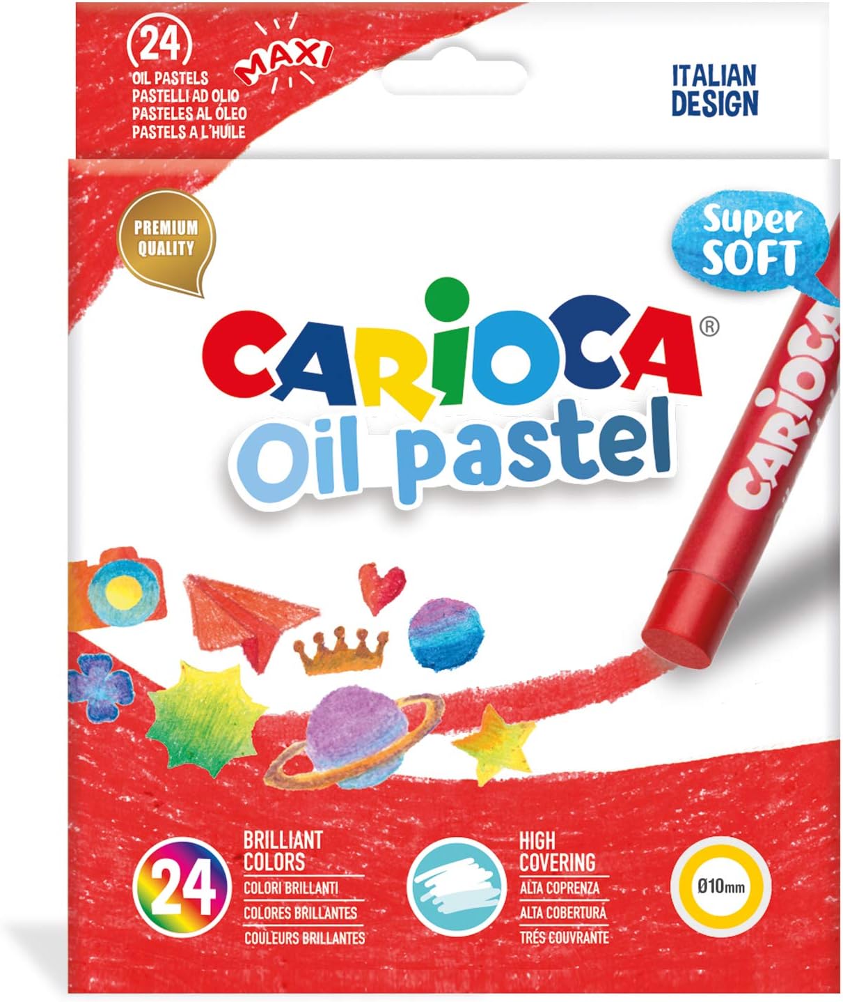 Detalle de CARIOCA oljepasteller för barn, 24 maxi-pasteller för flera underlag
