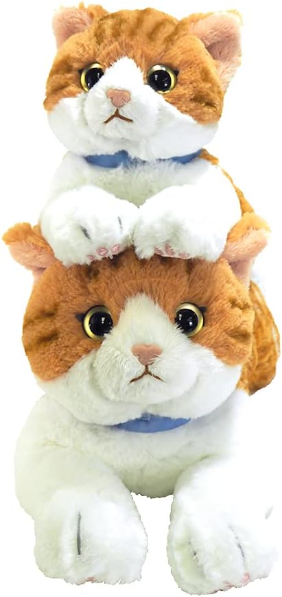 Thumbnail 6 de サンレモン ひざねこ チャシロ S P-7822 猫のぬいぐるみ、縞模様とゴールドアイ
