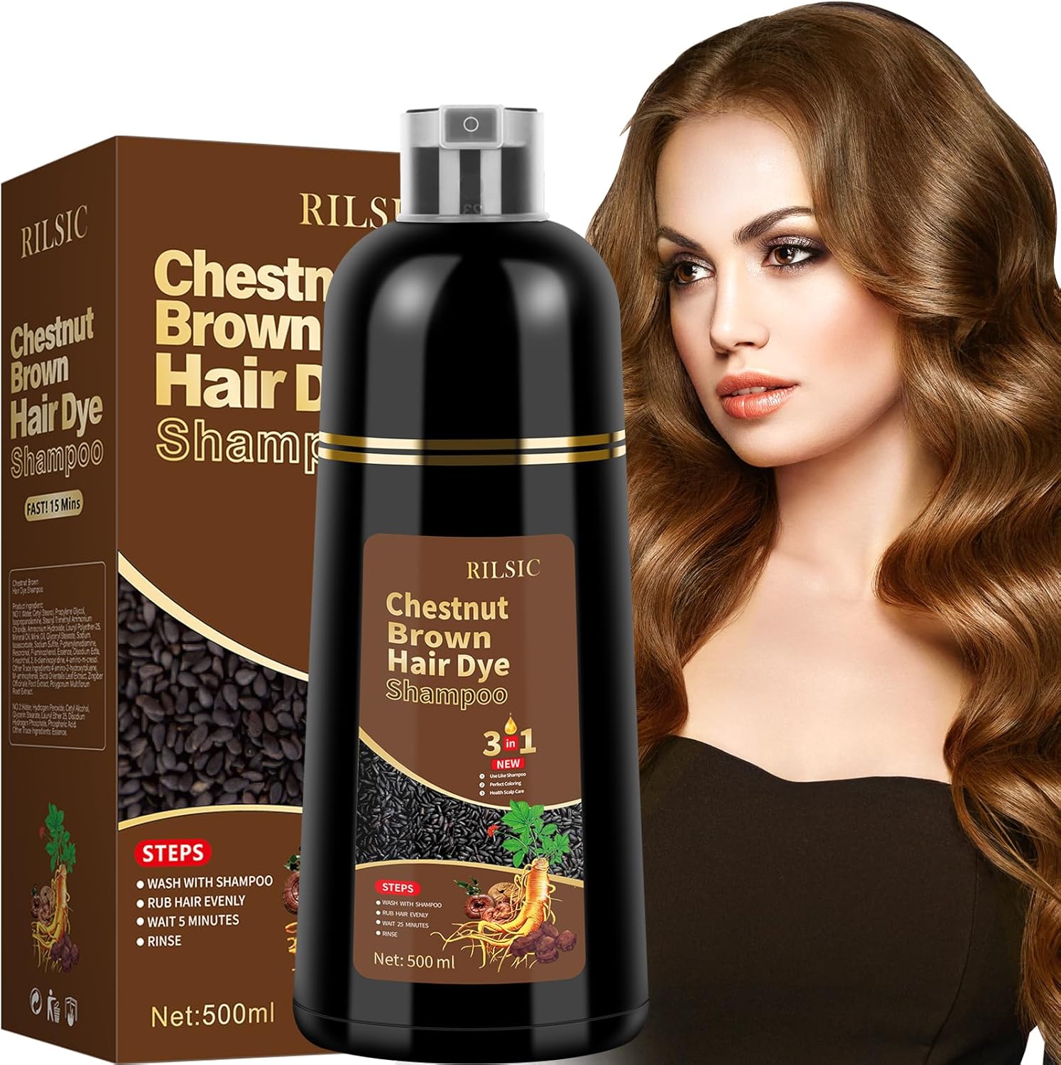 Detalle de JELMOK 3 in 1 shampoo tinta nero 500 ml