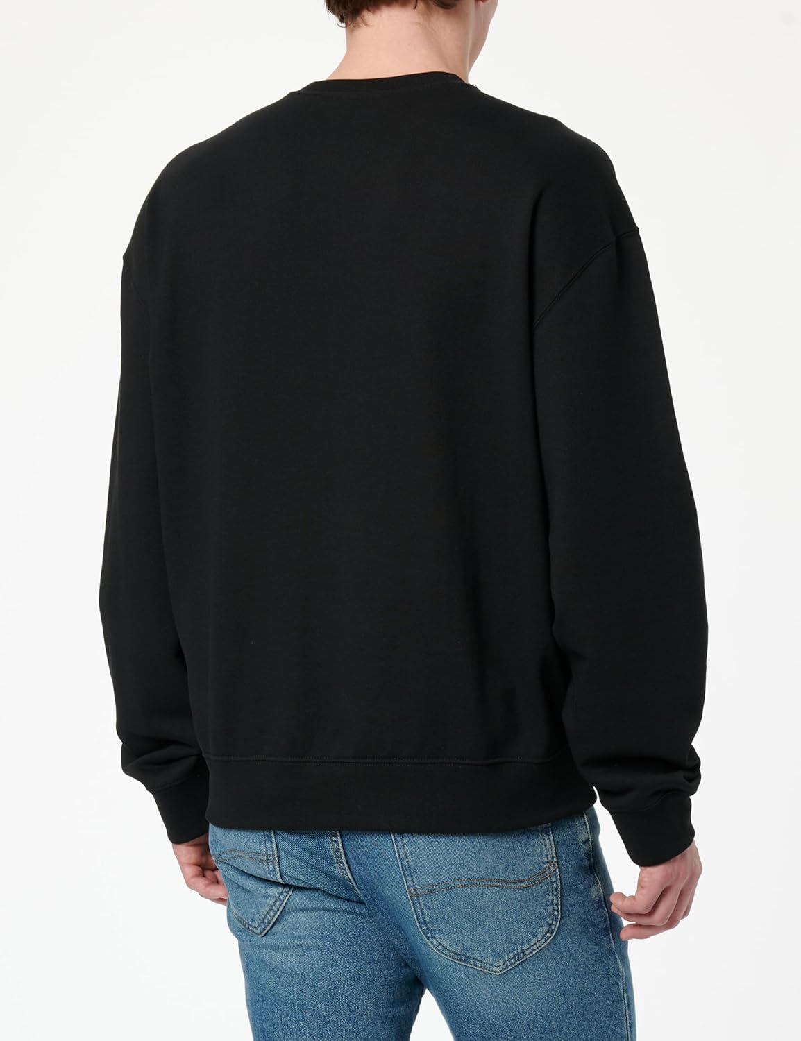 Detalle de Calvin Klein Men’s Round Neck Terry Badge Sweatshirt, Black, XL