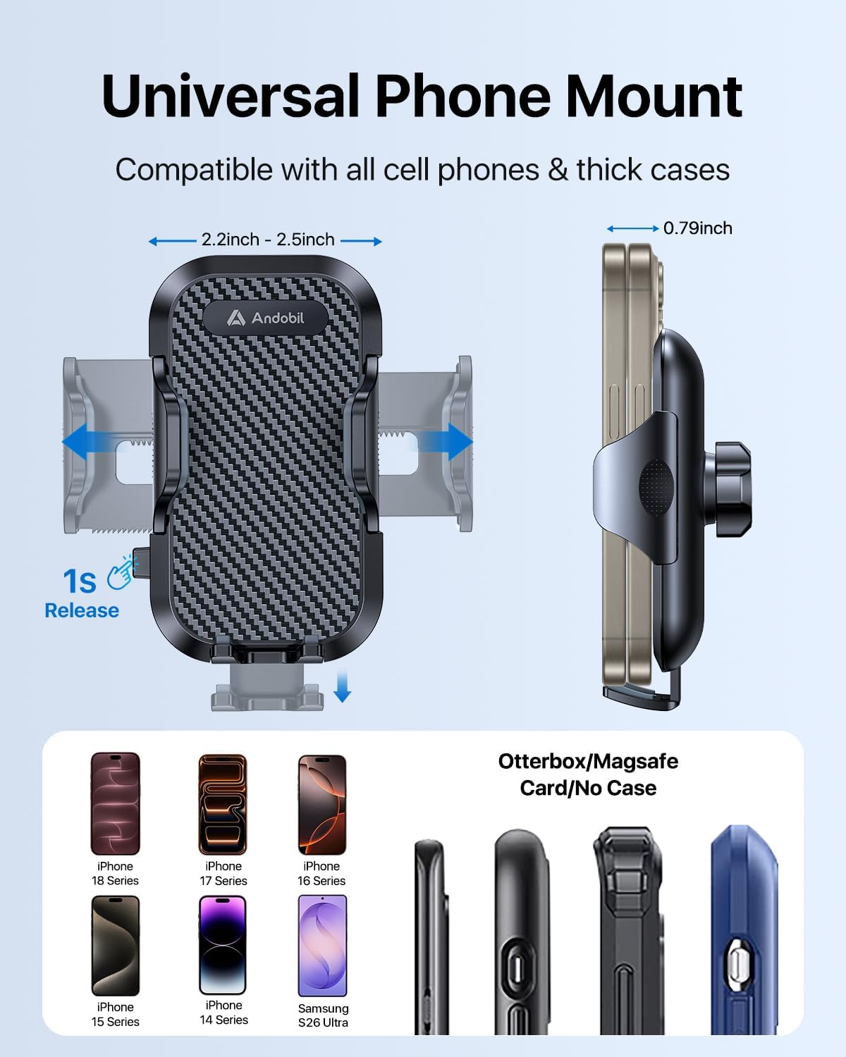 Detalle de Andobil car phone mount for 4.7–7.2-inch phones