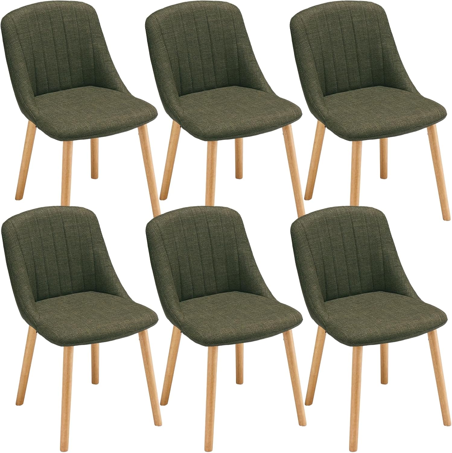 Detalle de Goeurvant 6er Set Esszimmerstühle – Holzbeine, Polsterstuhl Gras-Grün (Polyester)