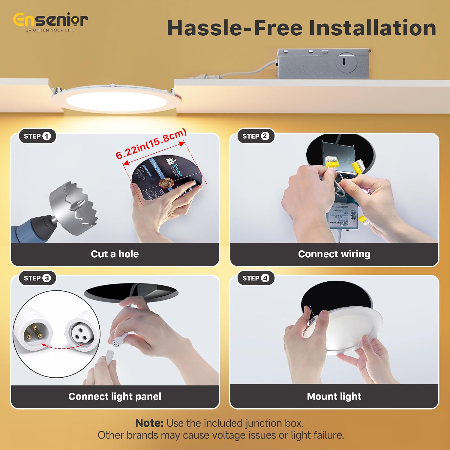 Thumbnail 6 de Ensenior 12-Pack 6 Inch Dimmable LED Ceiling Light ⚡