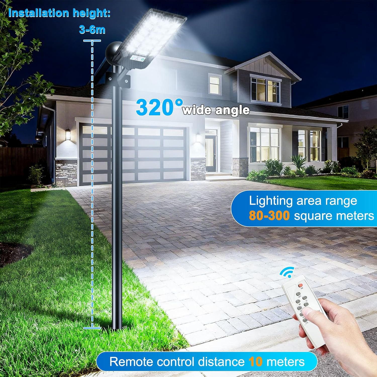 Thumbnail 5 de CREATESTAR Lampione Solare LED Esterno 500W IP66 con Sensore di Movimento e Telecomando