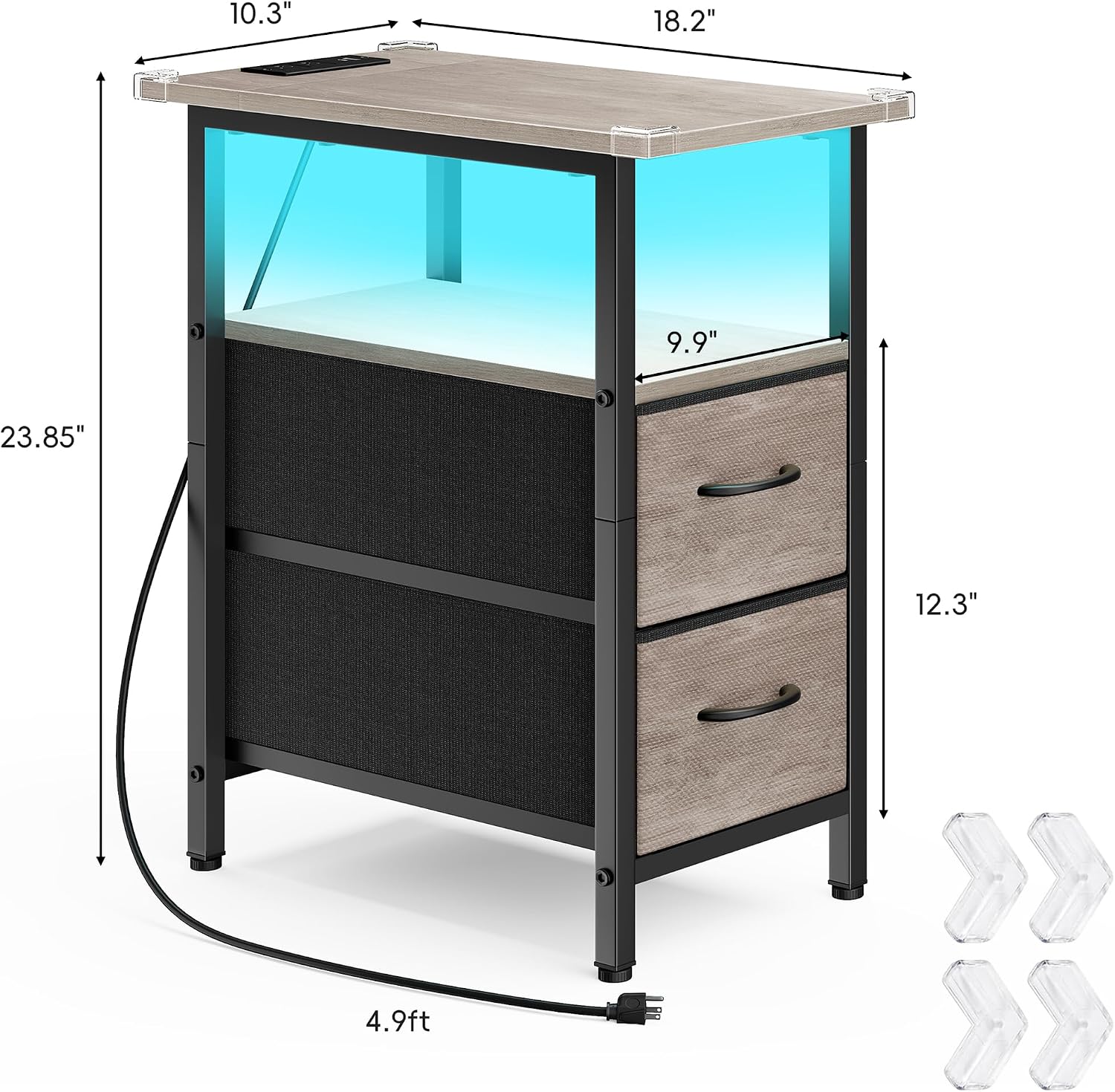 Detalle de Vagusicc Nightstand with Charging Station 23.85"