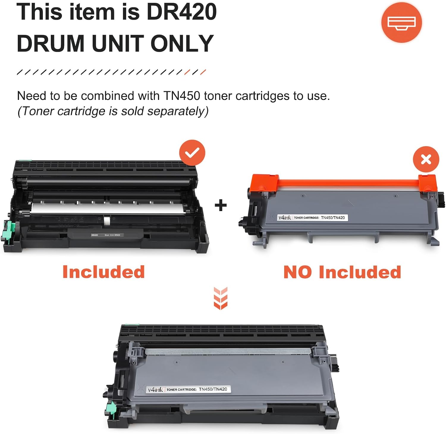 Thumbnail 2 de v4ink DR420 Compatible Drum Unit for Brother Laser Printers, 12,000-Page Yield