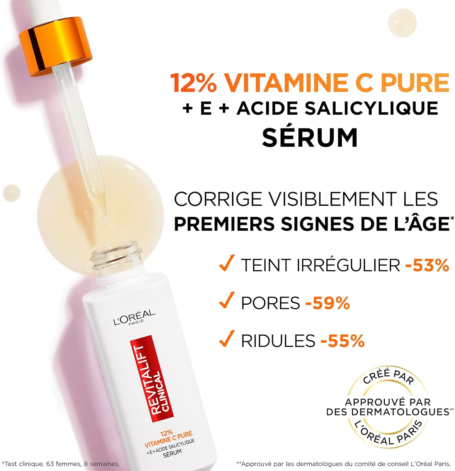Detalle de L'Oréal Paris Siero Vitamina C 12% Pure + Acido Salicilico + Vitamina E (Revitalift Clinical) – 30 ml
