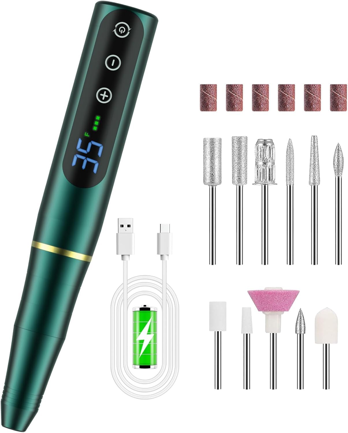 Detalle de Fresa ELettrica NAILGIRLS 11 in 1: manicure e pedicure gel portatile, 35000 RPM, LED inteligente