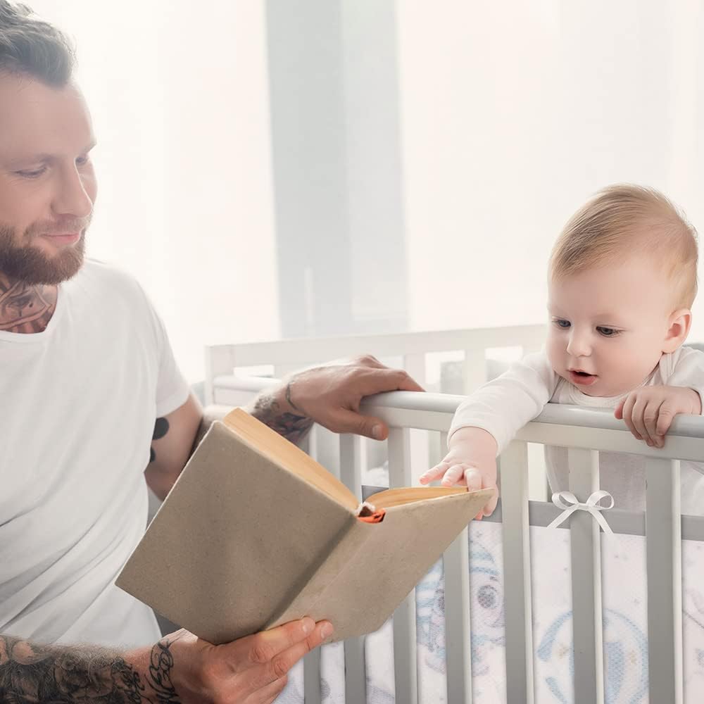 Thumbnail 5 de Aolso V-AOL-CW-YL-FBA bedomrander voor babybed, ademend mesh, 4 zijden