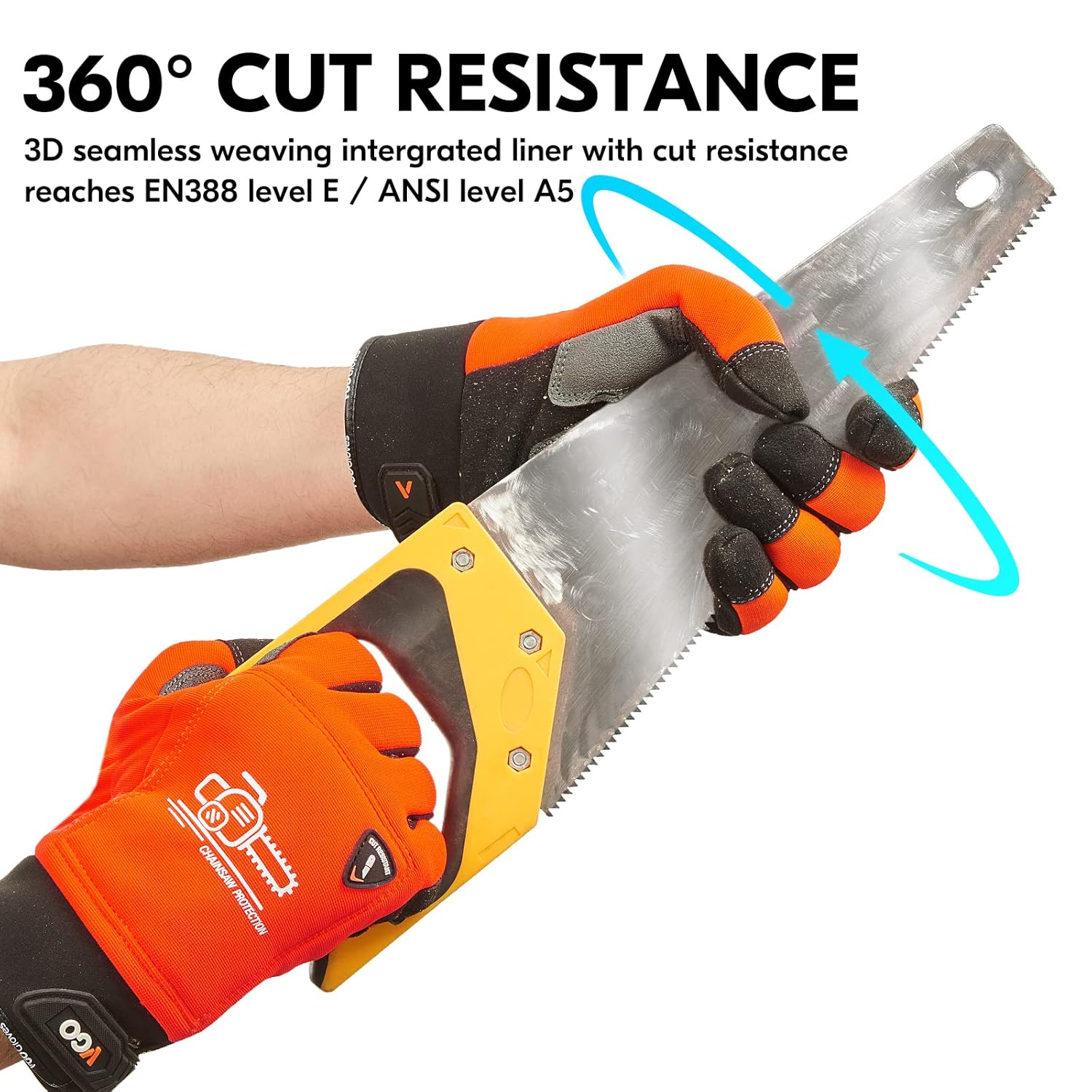 Thumbnail 3 de Vgo... SL9772CSCT: Paire de gants pour tronçonneuse – sécurité et confort en travail du bois