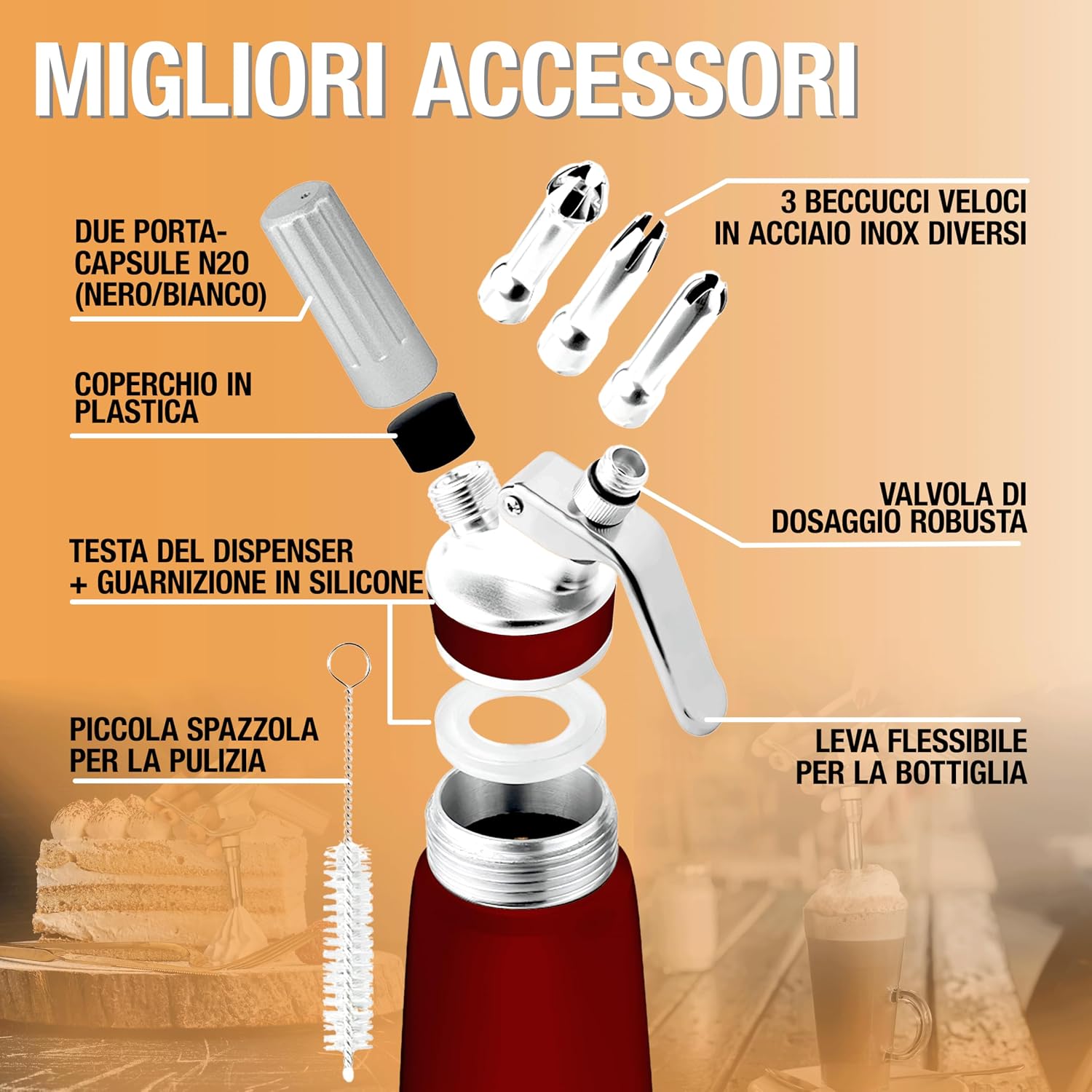 Detalle 2 de Sifone panna montata Thiru 500 ml rosso