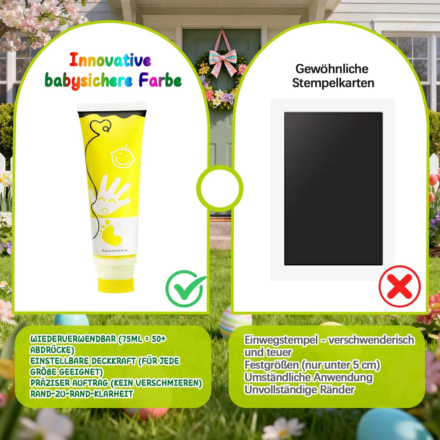 Thumbnail 3 de TOGOU2S Fußabdruck Baby Farbe mit Schwammkopf – ungiftig, 75 ml, Gelb