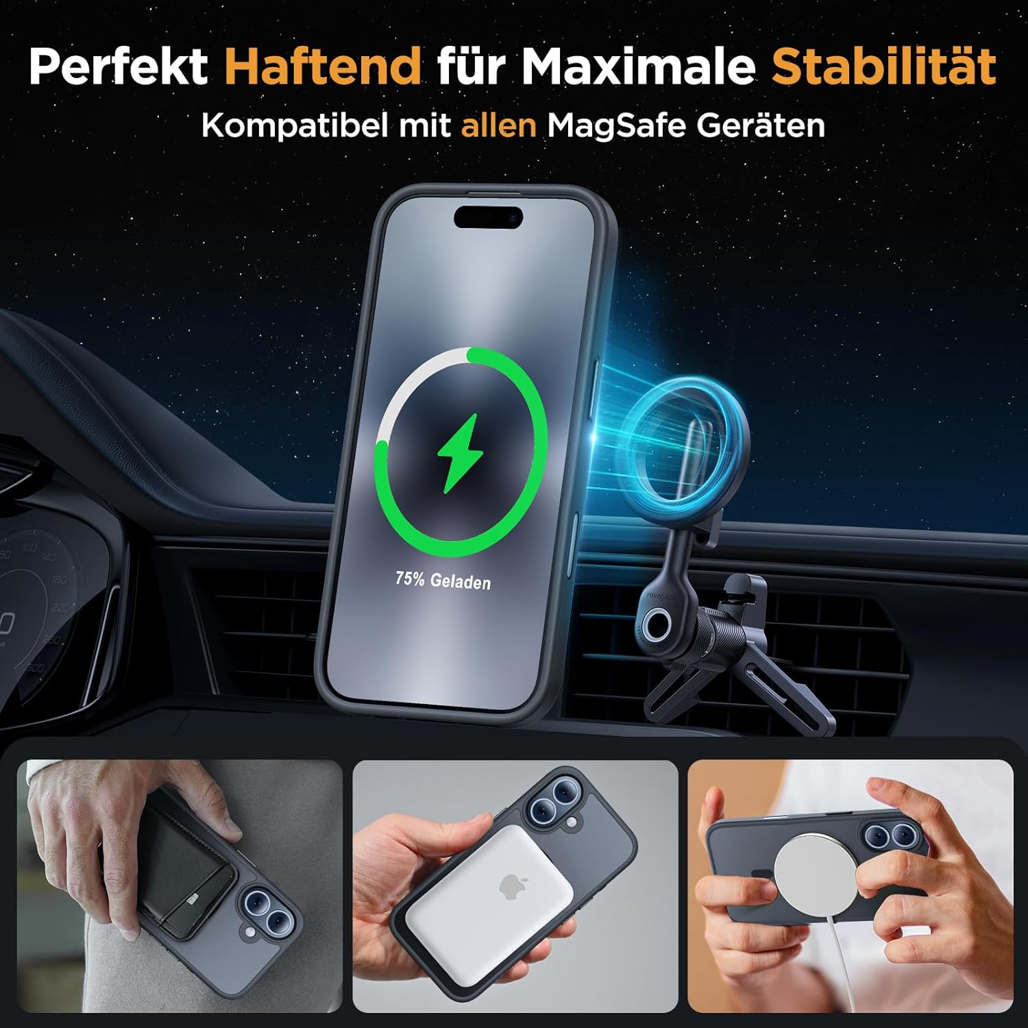 Thumbnail 4 de Miracase iPhone 17 Hülle MagSafe 6,3" Militärschutz Schwarz