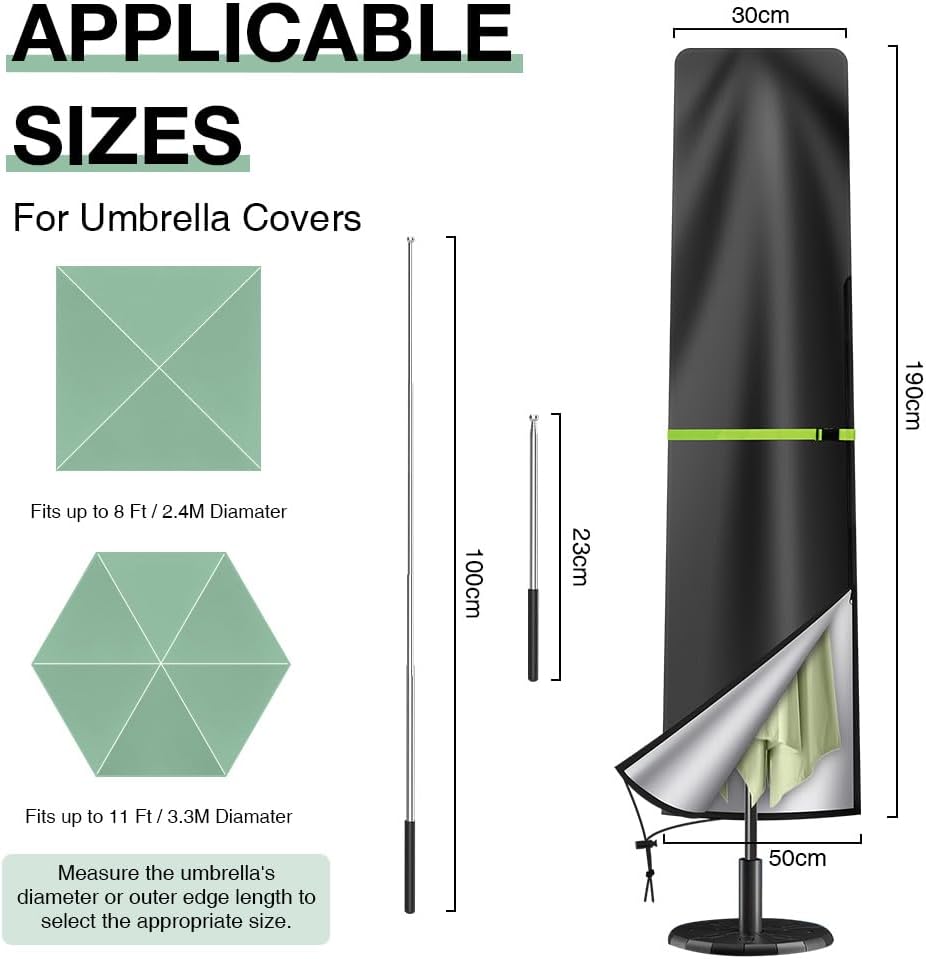 Detalle 2 de Ainiv parasolhoes van 210D Oxford, waterdicht en UV-werend, 190 cm