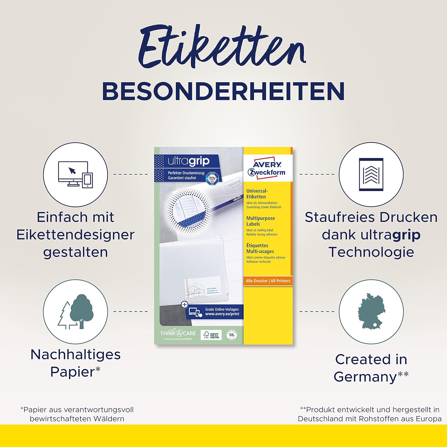 Thumbnail 1 de AVERY Zweckform 4781 Adressaufkleber (300 + 60) – 97 x 42,3 mm, FSC-Papier, ultragrip Rückseite, A4