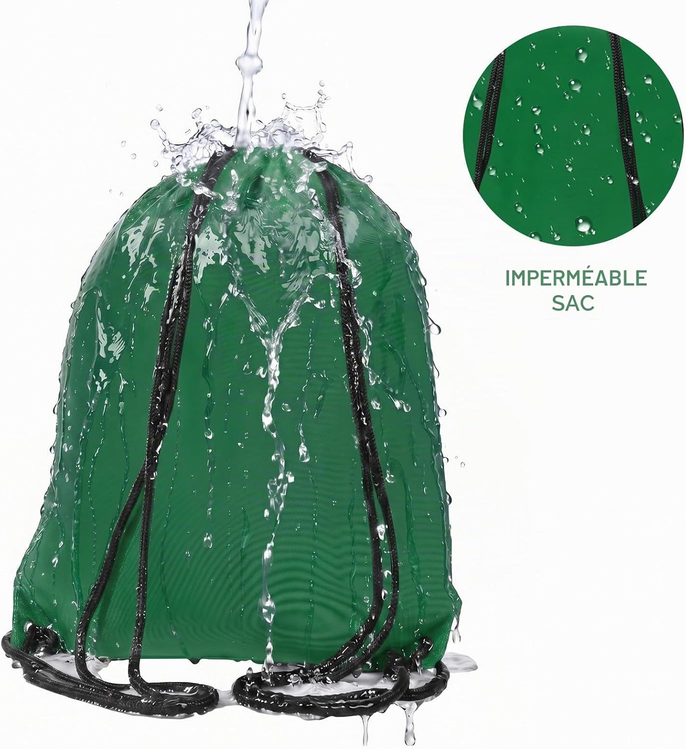 Thumbnail 4 de WESTWOOD FOX gymtas met trekkoord, 4 liter, opvouwbaar en groen