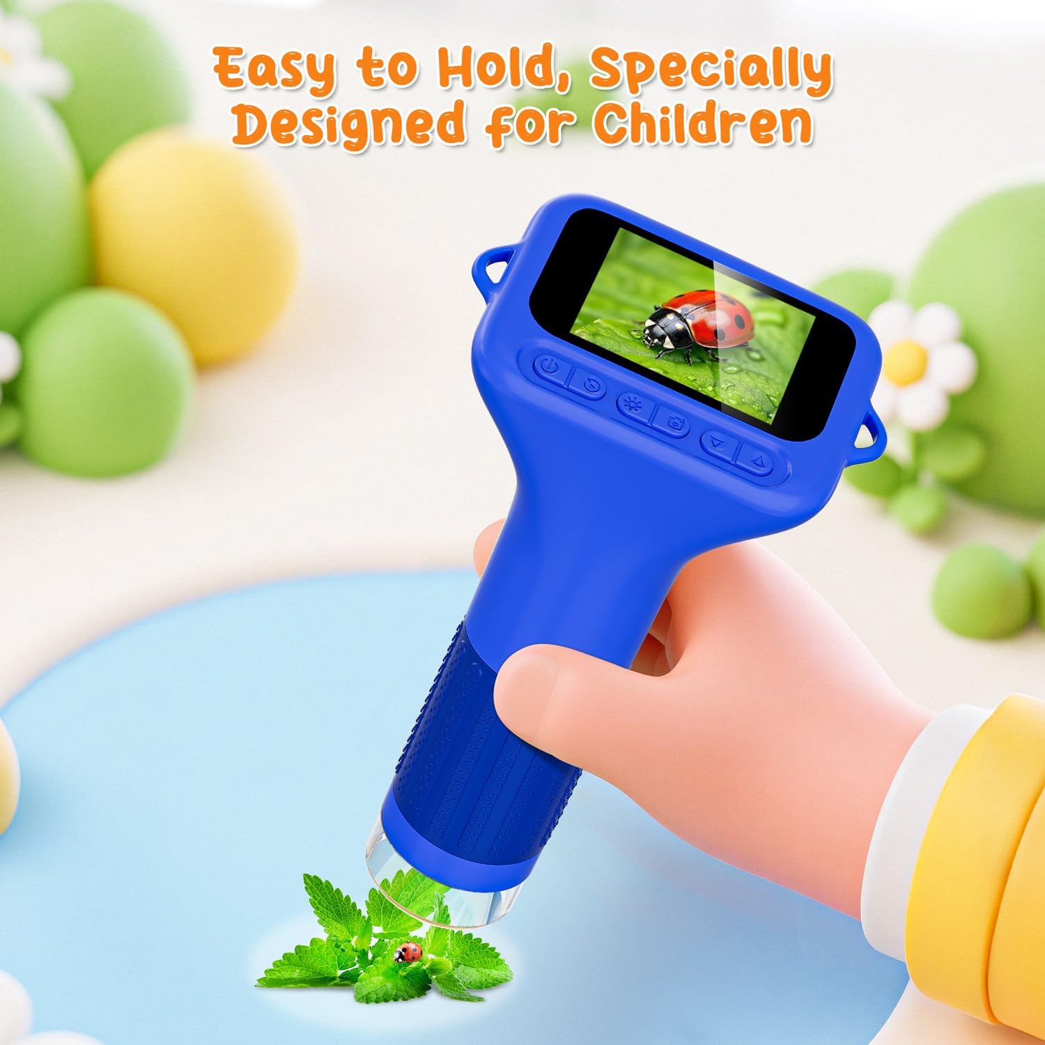 Detalle 2 de SKYBASIC 1000x Digital Microscope for Kids — 2.0-Inch HD Screen, Portable, 117g, USB Connection (Blue)