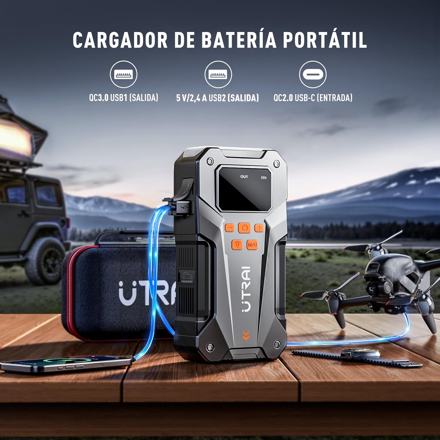 Detalle 2 de UTRAI Arrancador 6000A 12V para coche