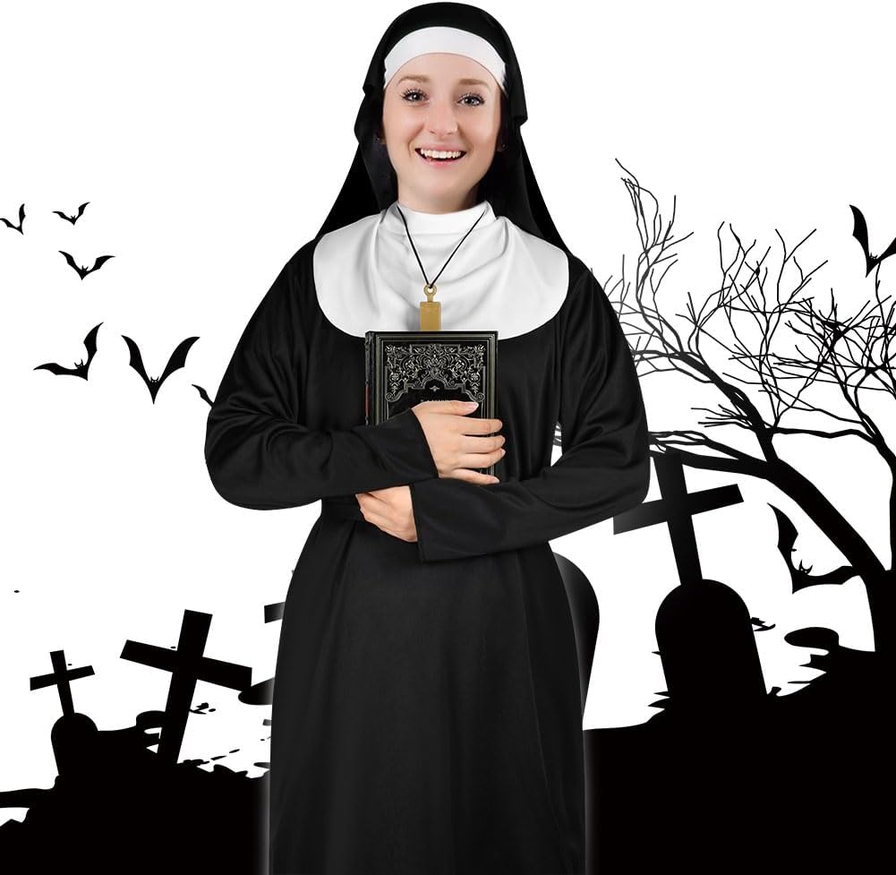Thumbnail 5 de Aomig Nonnen Kostüm Damen 4‑teilig 🎭