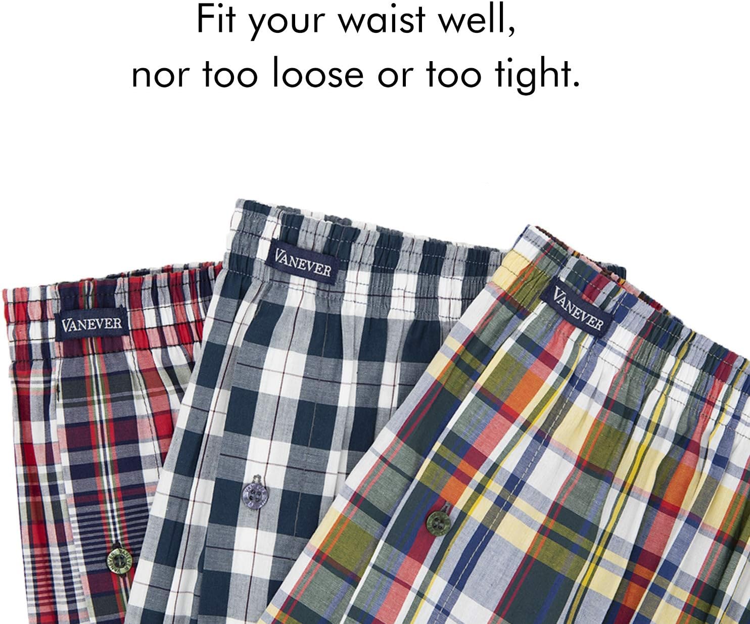 Detalle 2 de VANEVER 100% Cotton Men’s Boxers: Woven, Loose Fit, 3-Pack
