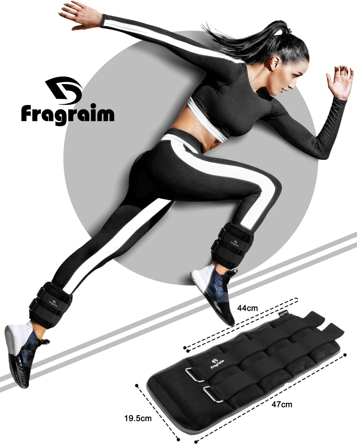 Thumbnail 4 de Fragraim Gewichtsmanschetten Fuß und Handgelenk – 2x0,5 kg bis 2x5 kg, atmungsaktiv, verstellbar