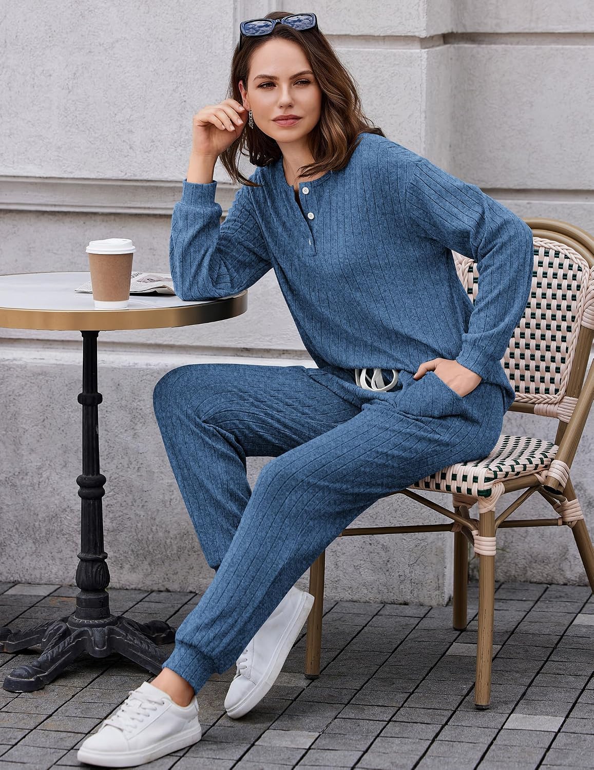 Detalle de Ekouaer Women's Knit Lounge Set