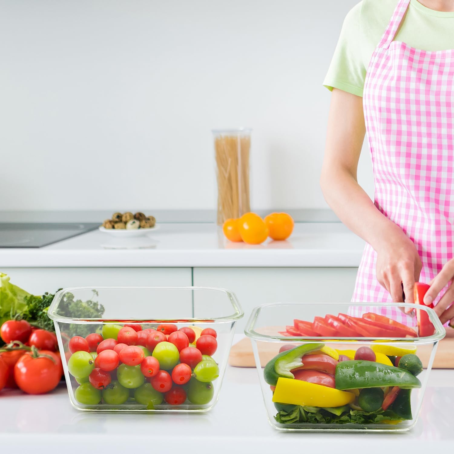 Detalle 2 de Hontent 85 oz Large Glass Food Storage Containers, 2-Pack, Airtight