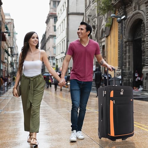 Detalle de ATX Luggage Large Expandable Soft Shell Suitcase (120L, 77x49x30 cm) with 3-Digit Lock and 2 Wheels