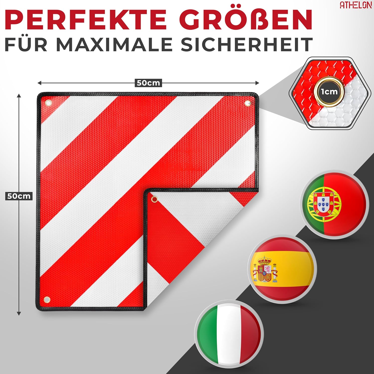 Thumbnail 3 de ATHELON 3in1 Warntafel Italien, Spanien & Portugal – wetterfestes Aluminium-Warnschild für Radträger und Wohnmobil