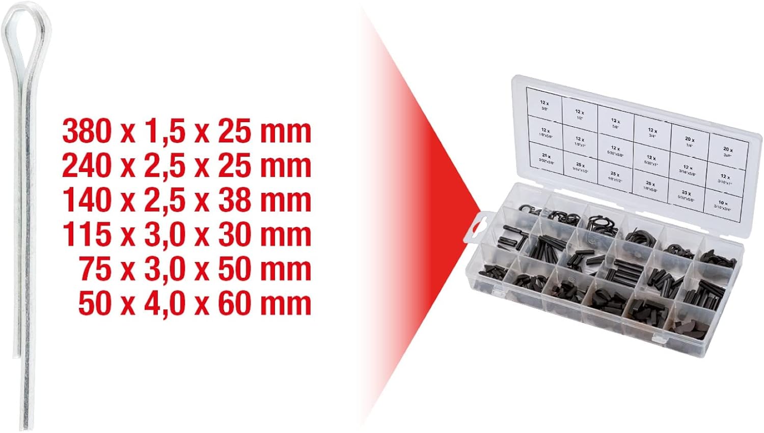 Detalle 2 de Assortiment de goupilles 1000 pcs KS TOOLS
