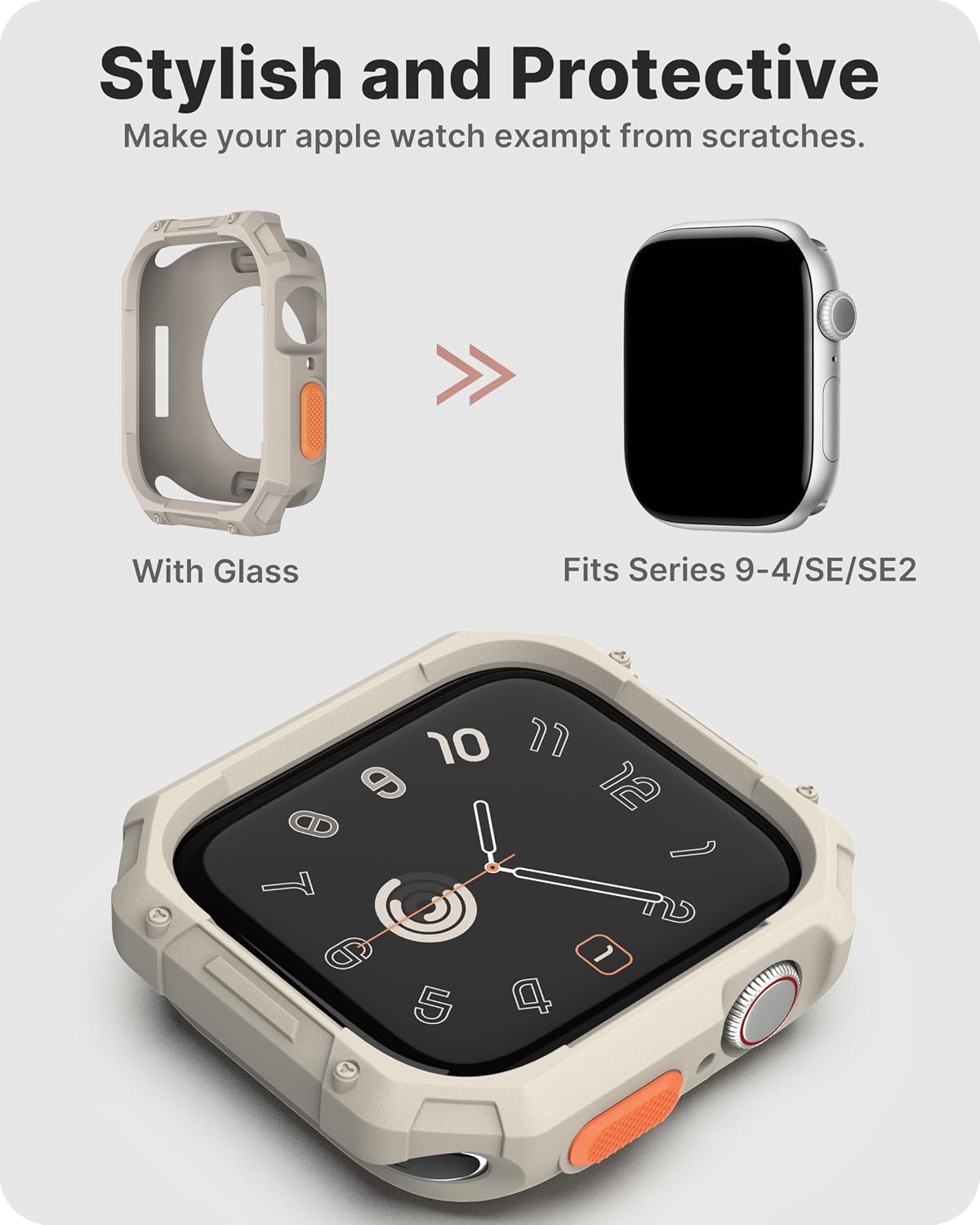 Detalle de Fullmosa Apple Watch Strap with Bumper Case for Series 9/8/7 (45mm) and SE/6/5/4 (44mm)