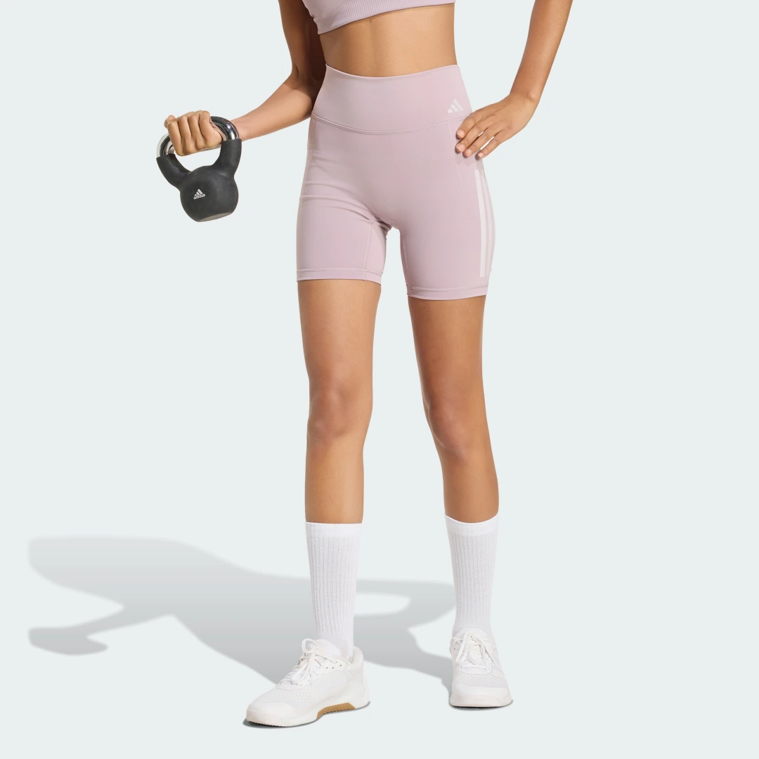 Detalle de Mallas cortas de entrenamiento Optime 3 Stripes (Adidas) – color violeta