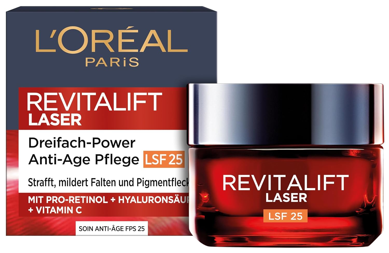Imagen de L'Oréal Paris Revitalift Laser Anti-Age Tagescreme LSF 25 mit Pro-Retinol, Hyaluronsäure & Vitamin C (50 ml) en OfertitasTOP