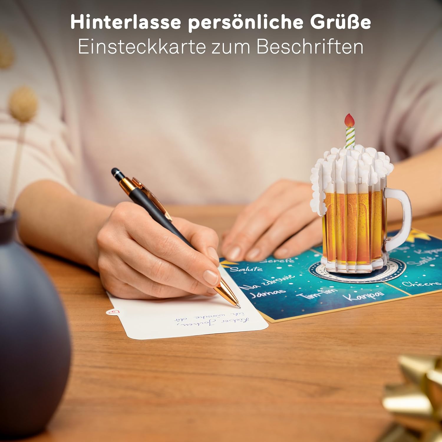 Thumbnail 2 de papercrush® Biglietto pop-up Happy Beerthday con birra e candela, divertente biglietto 3D per compleanno