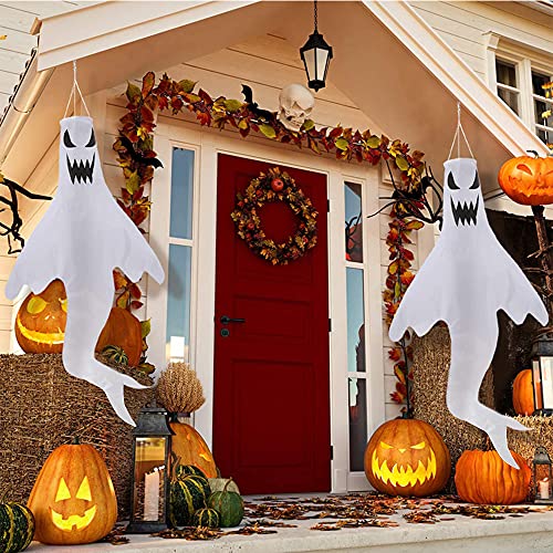 Detalle de Halloween Deko Geist – 120 cm, hängende Geister-Deko mit bunten Lichterketten von Bseical