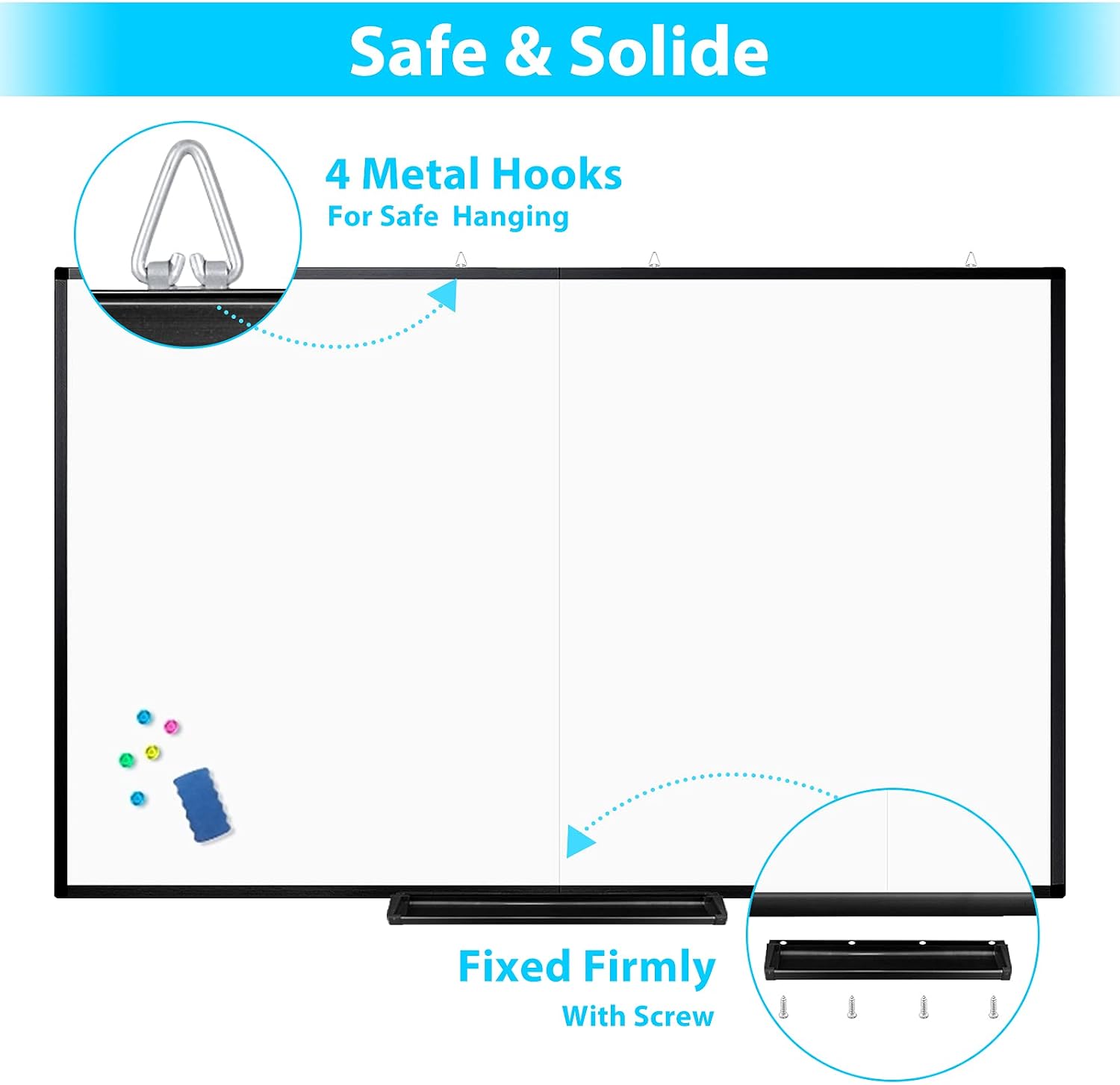 Detalle 2 de maxtek 72 x 40 in Magnetic Dry-Erase Board, Foldable Aluminum Frame