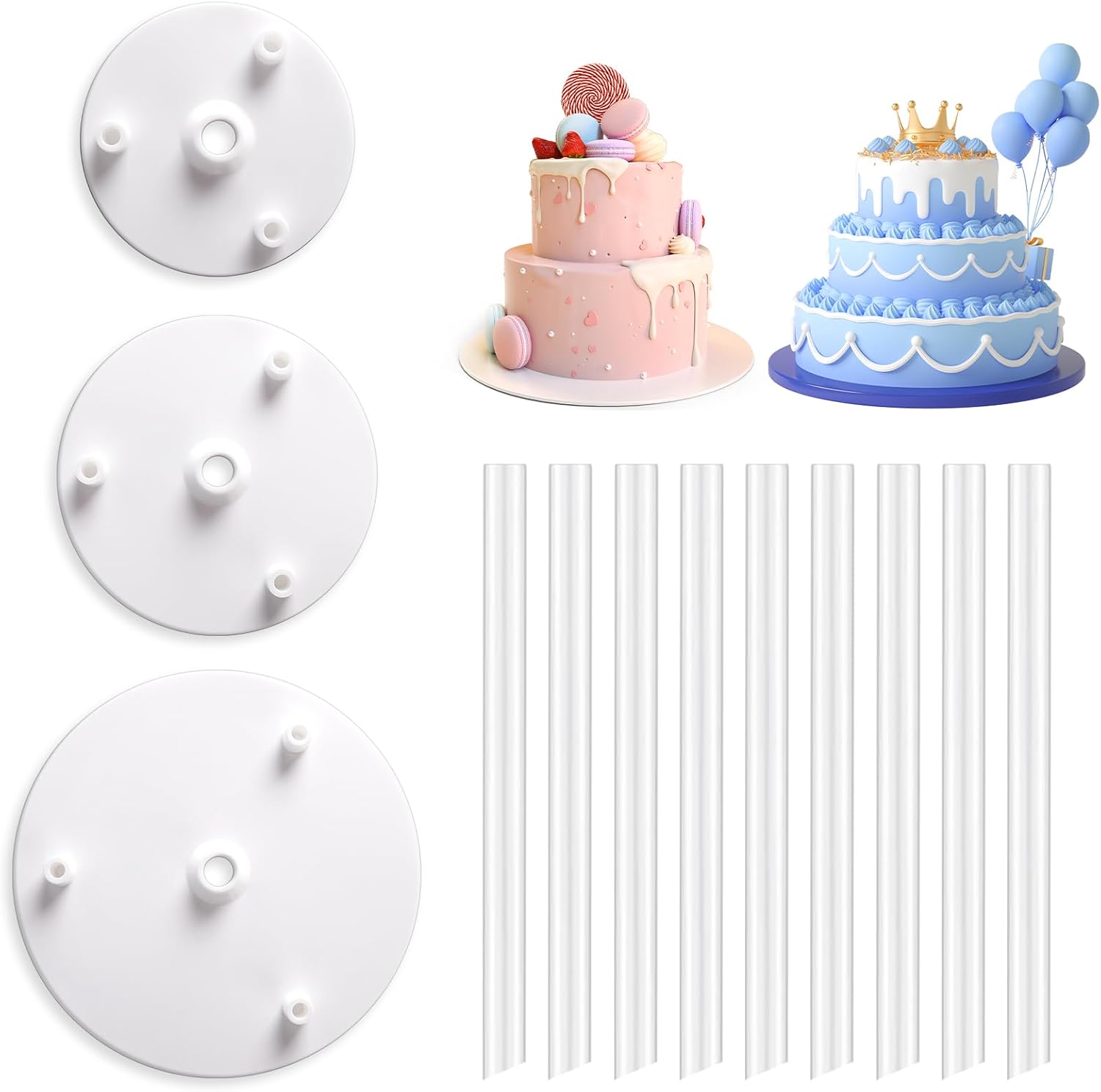 Detalle de Vicloon supporti per torta piani con 3 tavole e 9 tasselli (per torte fino a 23 cm)