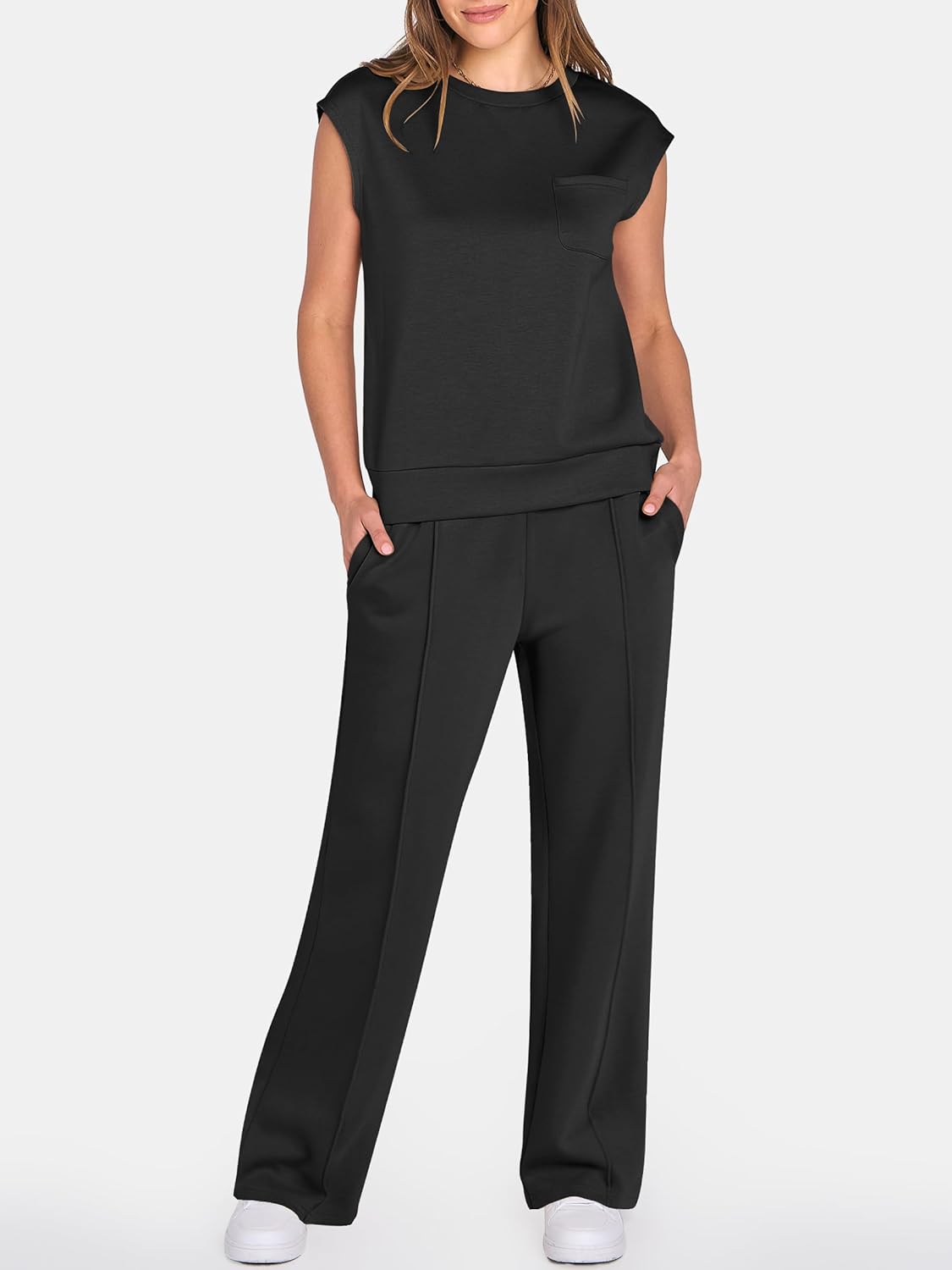 Thumbnail 1 de ANRABESS Two Piece Set for Women: Sleeveless Lounge Set with Wide-Leg Pants (Summer 2026)