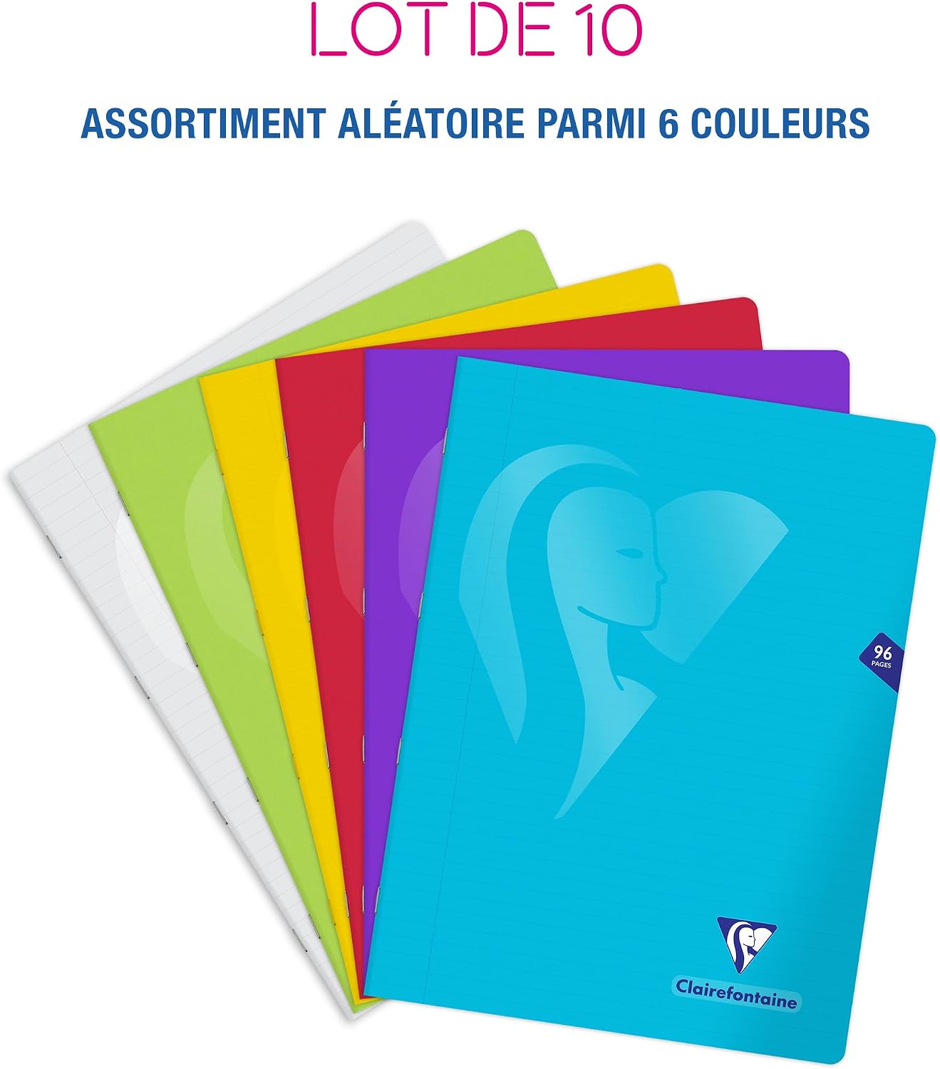 Thumbnail 1 de Clairefontaine 303365Cpack Lot de 10 Cahiers Agrafés Mimesys – 24x32 cm, 96 pages, papier 90 g, couverture polypro