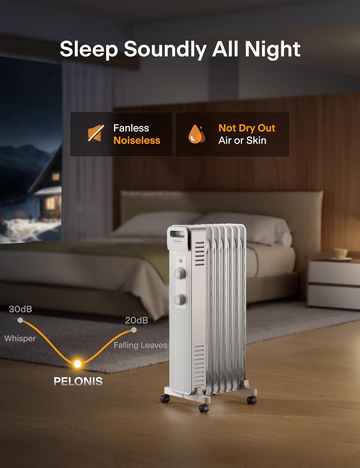 Detalle 2 de PELONIS PSHO15M2AUW Oil-Filled Radiator Heater, 1,500W, 3 Heat Settings