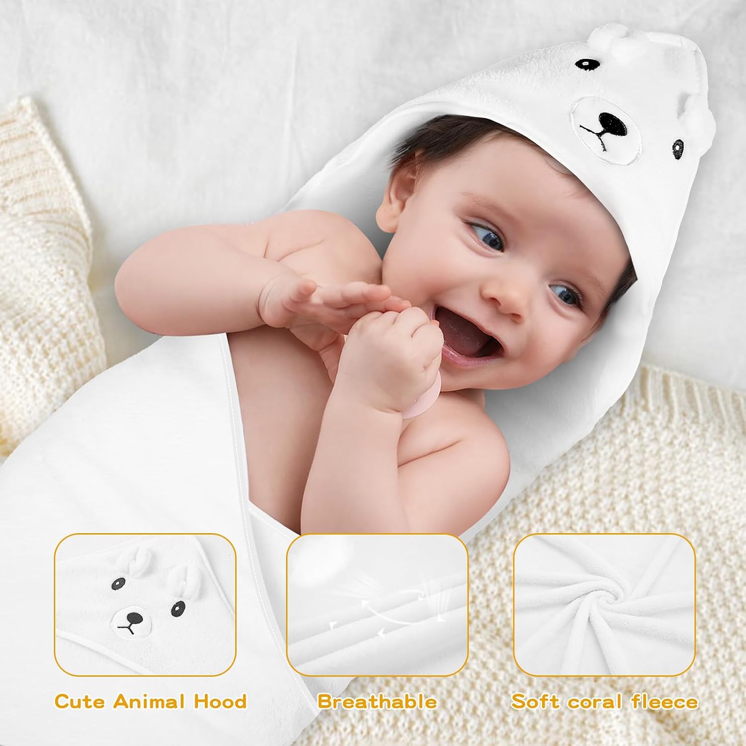 Detalle de VZZNN Hooded Baby Towels, 6-Pack